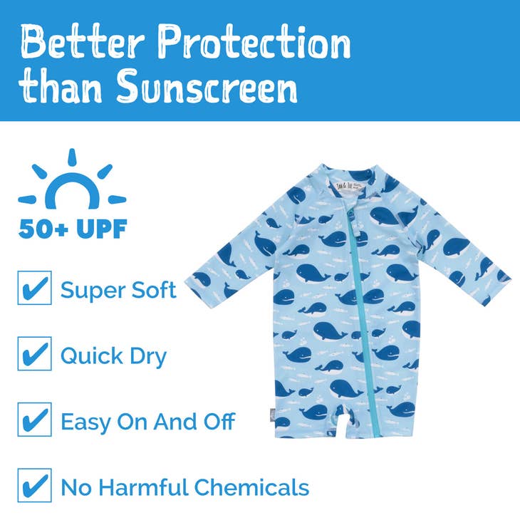 Long Sleeve UV Jumpsuit - Blue Whale