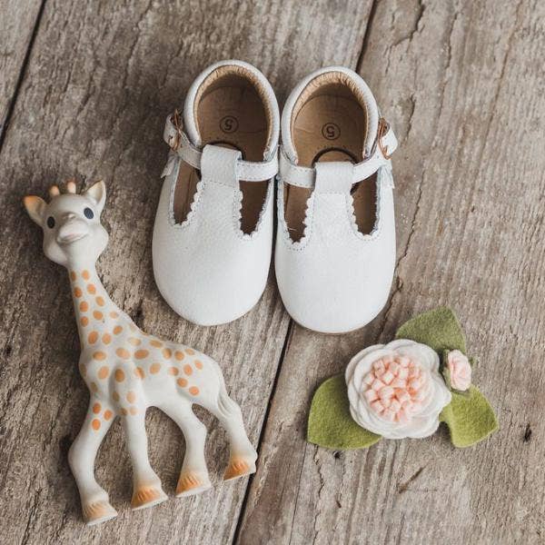White T-Bar Moccasin with Anti-Slip Sole