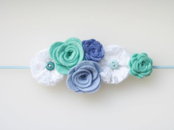 Felt and Lace Flowers Headband (Various Colors)