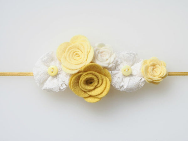 Felt and Lace Flowers Headband (Various Colors)
