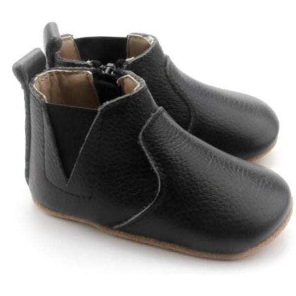 Black Moccasin Boot with Anti-Slip Sole