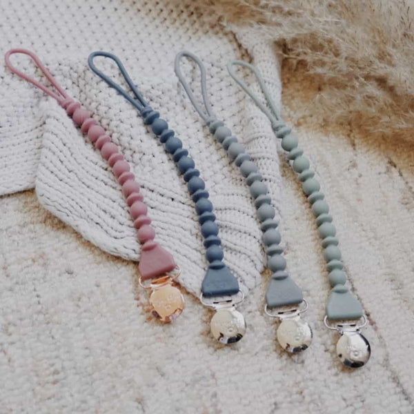 Beaded Sweetie Strap Silicone One Piece Pacifier Clip - Various Colors