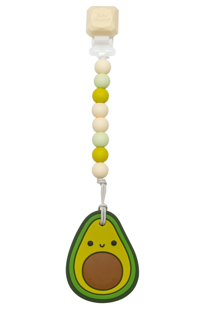 Silicone Teether With Gem Clip - Avocado