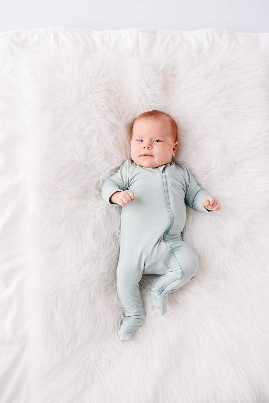Bamboo Zippered Footie - Sage