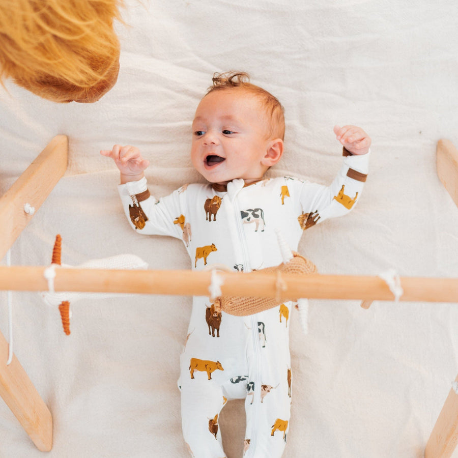 Bamboo Zippered Footie - Moo