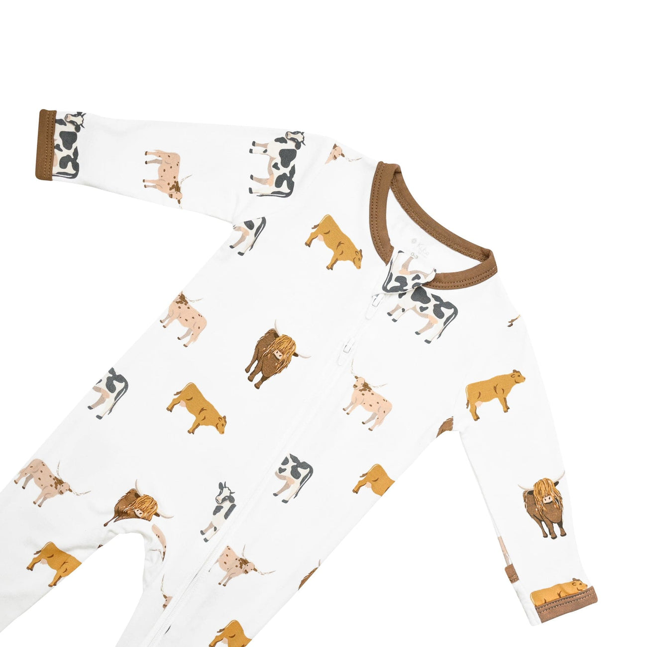 Bamboo Zippered Footie - Moo