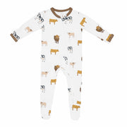 Bamboo Zippered Footie - Moo