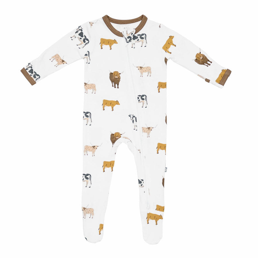 Bamboo Zippered Footie - Moo