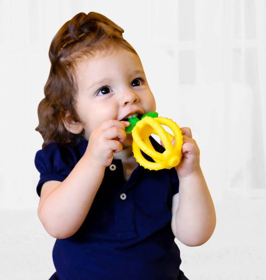 Bitzy Biter Teething Ball and Training Toothbrush - Yellow