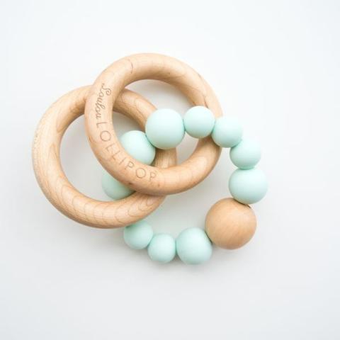 Bubble Silicone & Wood Teether - Mint