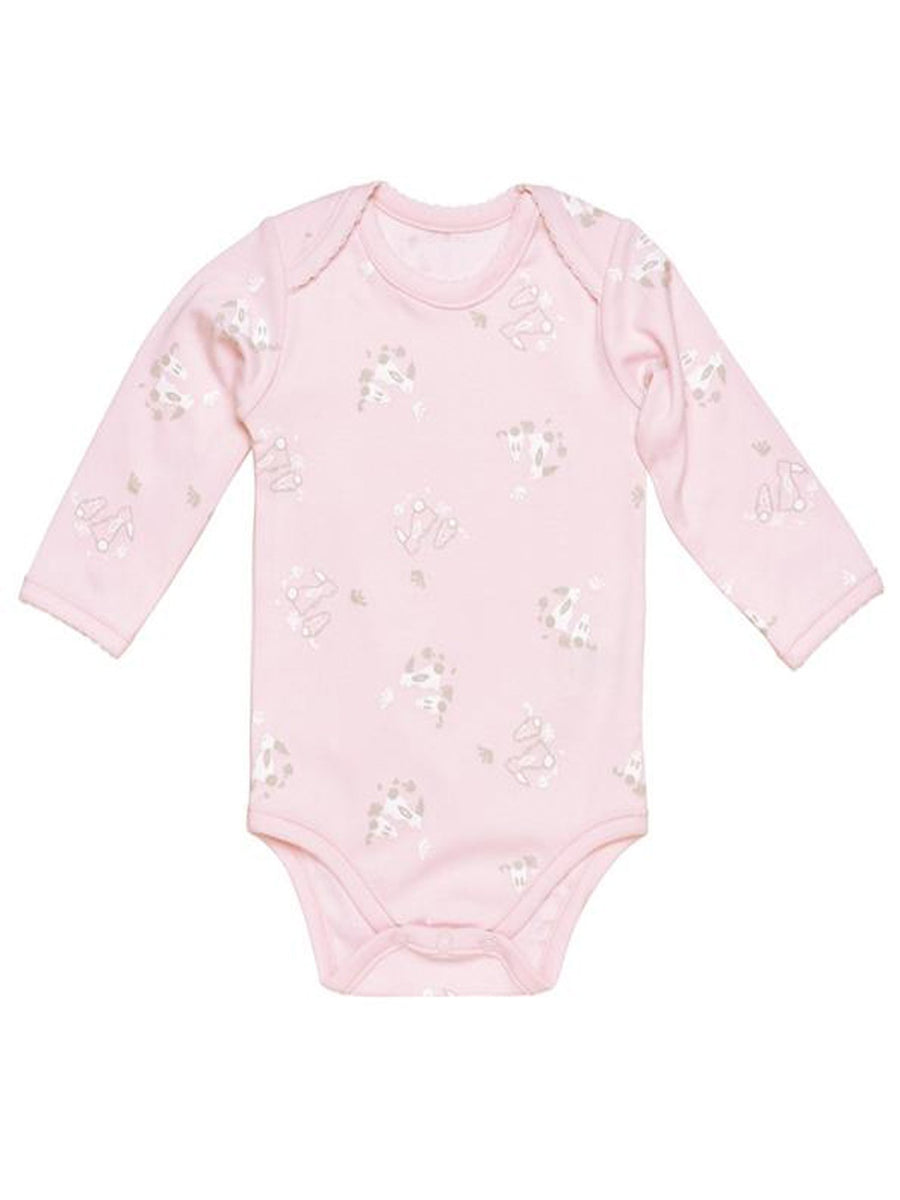 Long Sleeve Lap Shoulder Bodysuit - Pink Bunny Print