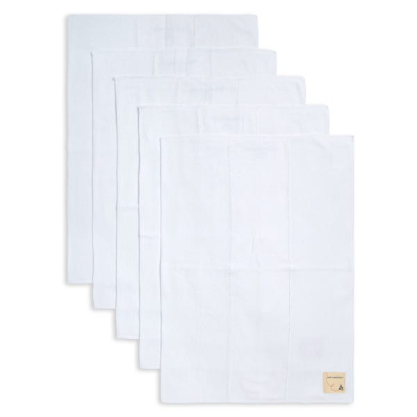 Bee Essentials Organic Baby Burp Cloths - Set of 5 (White)