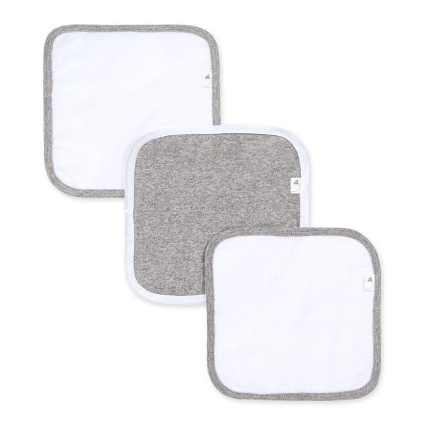 Heather Gray & White Organic Washcloths 3 Pack