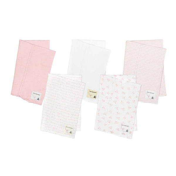 Bee Essentials Organic Baby Burp Cloths - Set of 5 (Pink)