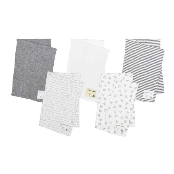 Bee Essentials Organic Baby Burp Cloths - Set of 5 (Gray)