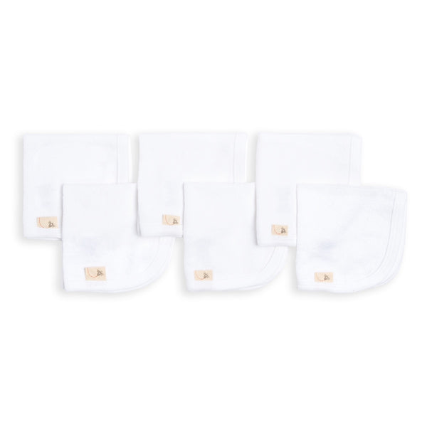 Organic Cotton Terry Knit Washcloths - Pack of 6 - White