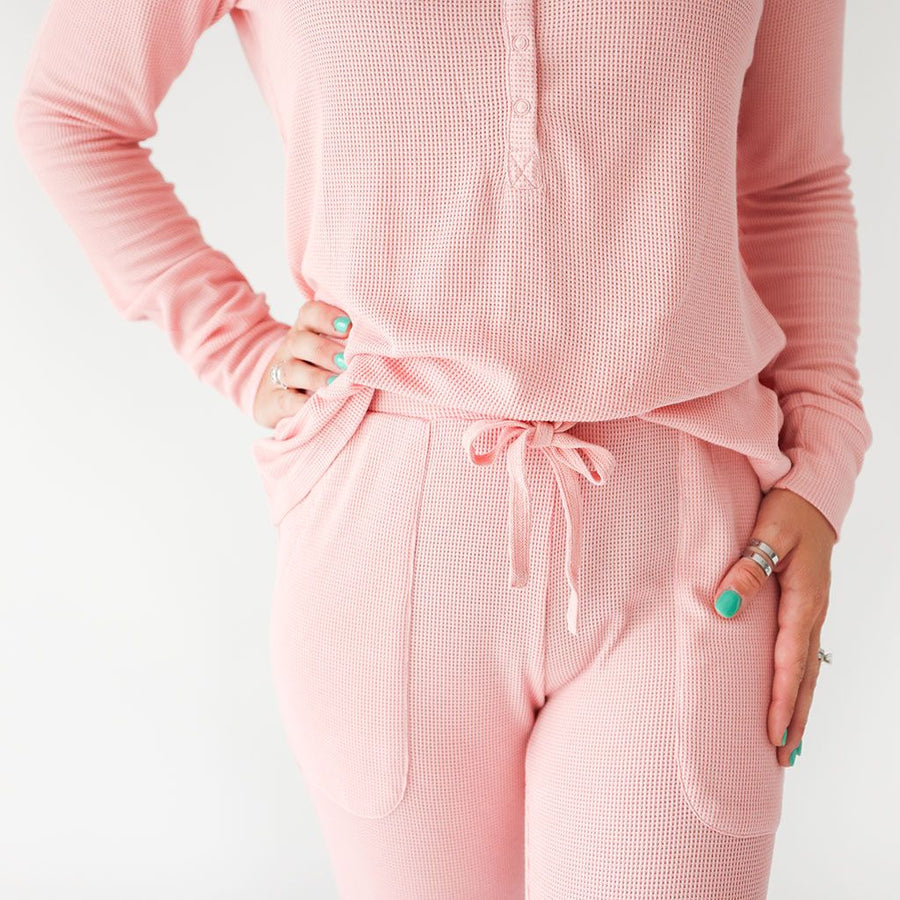 Women's Long Sleeve Loungewear - Fall Rose Waffle