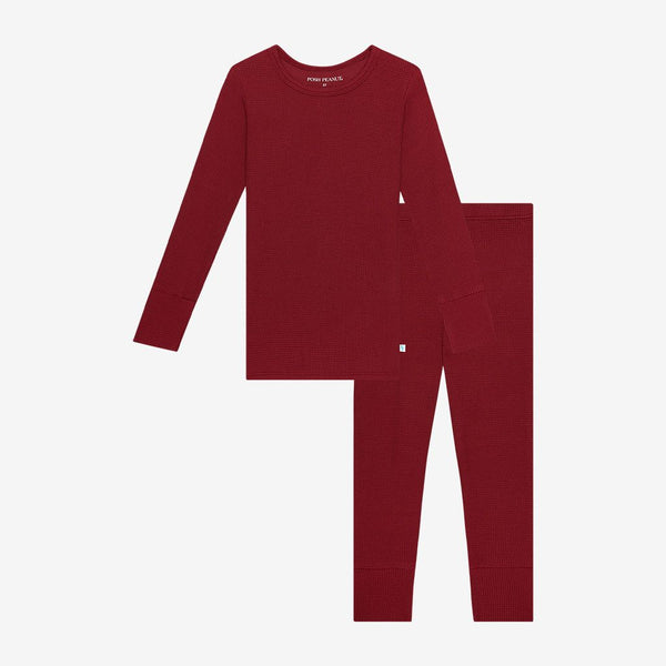 Long Sleeve Loungewear - Maroon Waffle