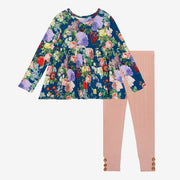 Long Sleeve Basic Peplum Top & Legging Set - Carmen