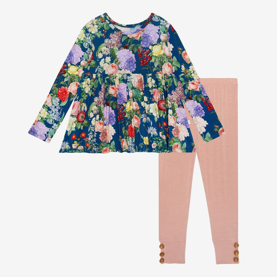 Long Sleeve Basic Peplum Top & Legging Set - Carmen