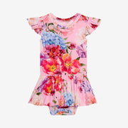 Ruffled Cap Sleeve Basic Twirl Skirt Bodysuit - Brisa