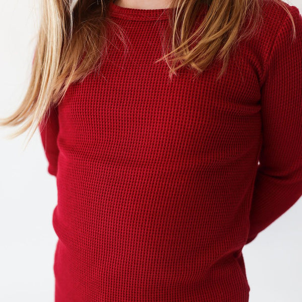 Long Sleeve Loungewear - Maroon Waffle