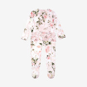 Ruffled Zippered Footie - Vintage Pink Rose