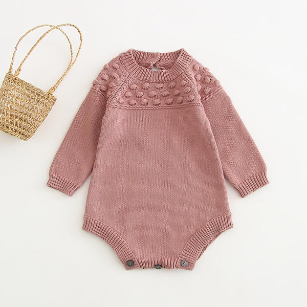 Bobble Sweater Romper - Pink