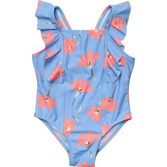 Beach Bloom Ruffle Shoulder Swimsuit