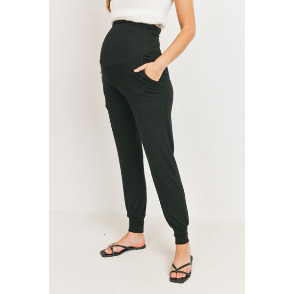 Rayon Modal Maternity Jogger Pants - Black