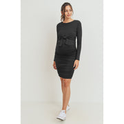 Rayon Modal Front Tie Maternity-Nursing Dress - Black