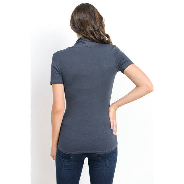 Solid Wrap Maternity/Nursing Top - Dark Grey