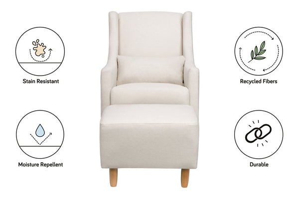 Toco Swivel Glider and Ottoman in Eco-Performance Fabric - Cream