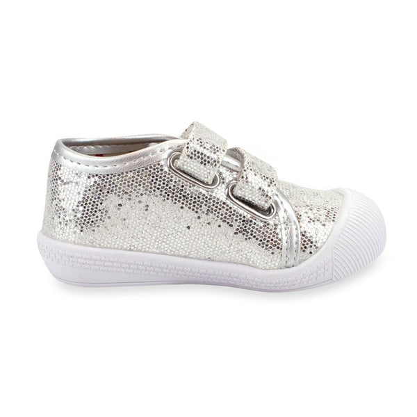 Nina Double V Shoe - Silver Sparkle