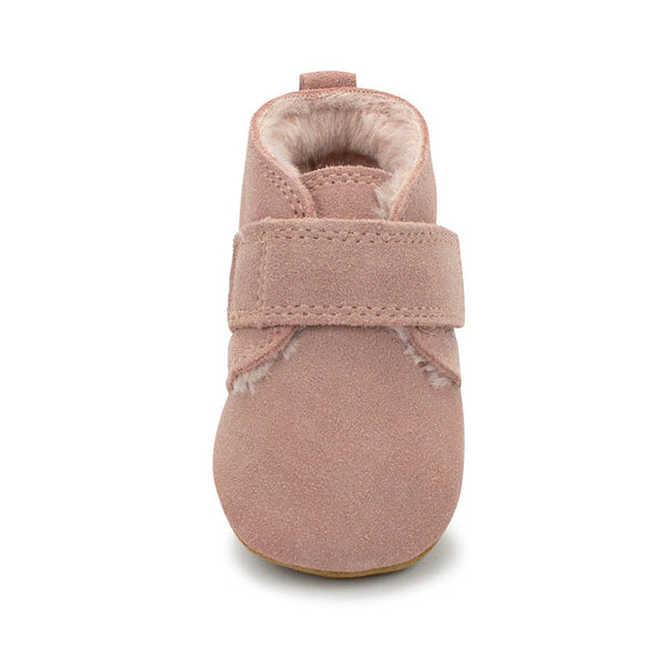 Leather Furry Lined Baby Shoe - Pink